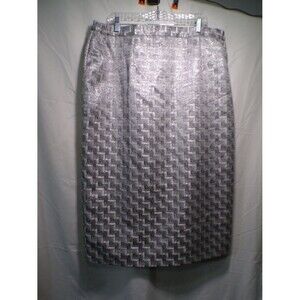 Nina Massini Silver Metallic Jacquard Pencil Skirt Size 20 Knee Length
